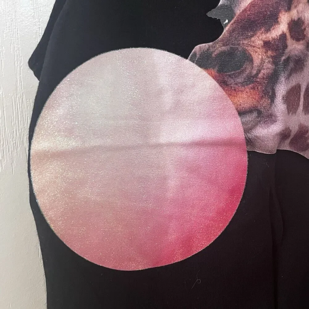 H&M Giraffe Blowing Bubble Gum Black Tank Top Girls Size 10-12 yrs